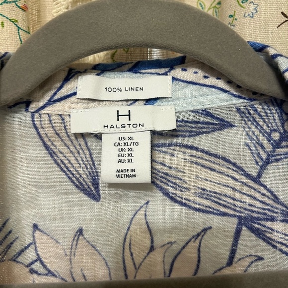 H By Halston Linen Floral Button-Up Short Sleeve Shirt Size XL - Picture 2 of 3